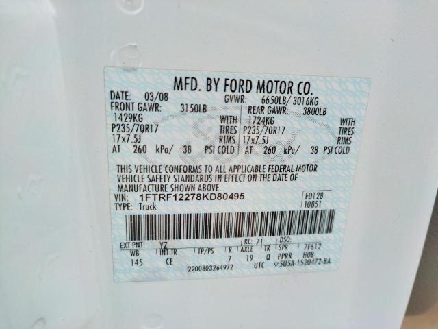 Photo 10 from auction – 2008 FORD F150 with VIN 1FTRF12278KD80495