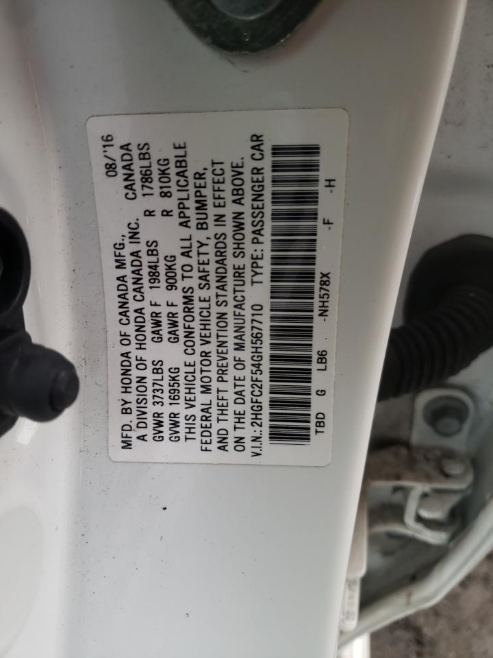 Photo 10 from auction – 2016 HONDA CIVIC LX with VIN 2HGFC2F54GH567710