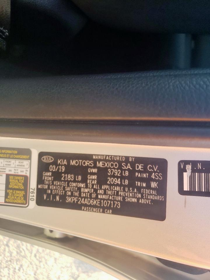 Photo 10 from auction – 2019 KIA FORTE FE with VIN 3KPF24AD6KE107173