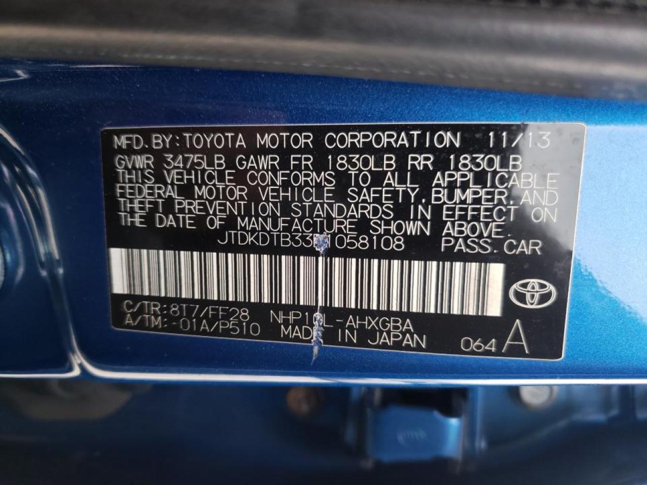 Photo 10 from auction – 2013 TOYOTA PRIUS C with VIN JTDKDTB33D1058108