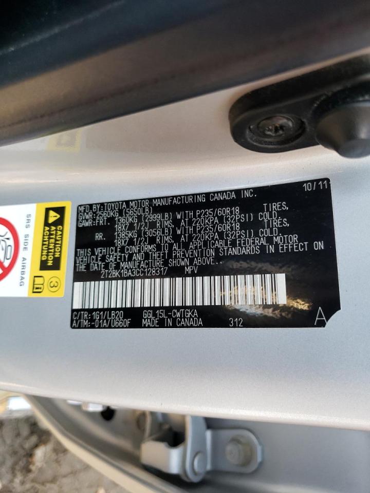 Photo 10 from auction – 2012 LEXUS RX 350 with VIN 2T2BK1BA3CC128317