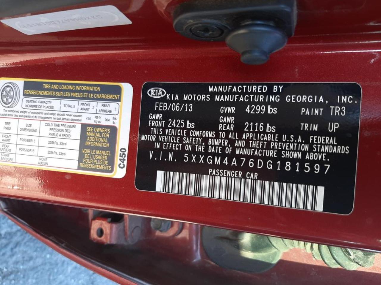 Photo 10 from auction – 2013 KIA OPTIMA LX with VIN 5XXGM4A76DG181597