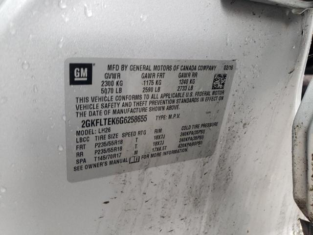 Photo 10 from auction – 2016 GMC TERRAIN SL with VIN 2GKFLTEK6G6258655