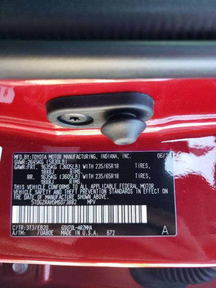 Photo 10 from auction – 2021 TOYOTA HIGHLANDER with VIN 5TDGZRAH5MS073882
