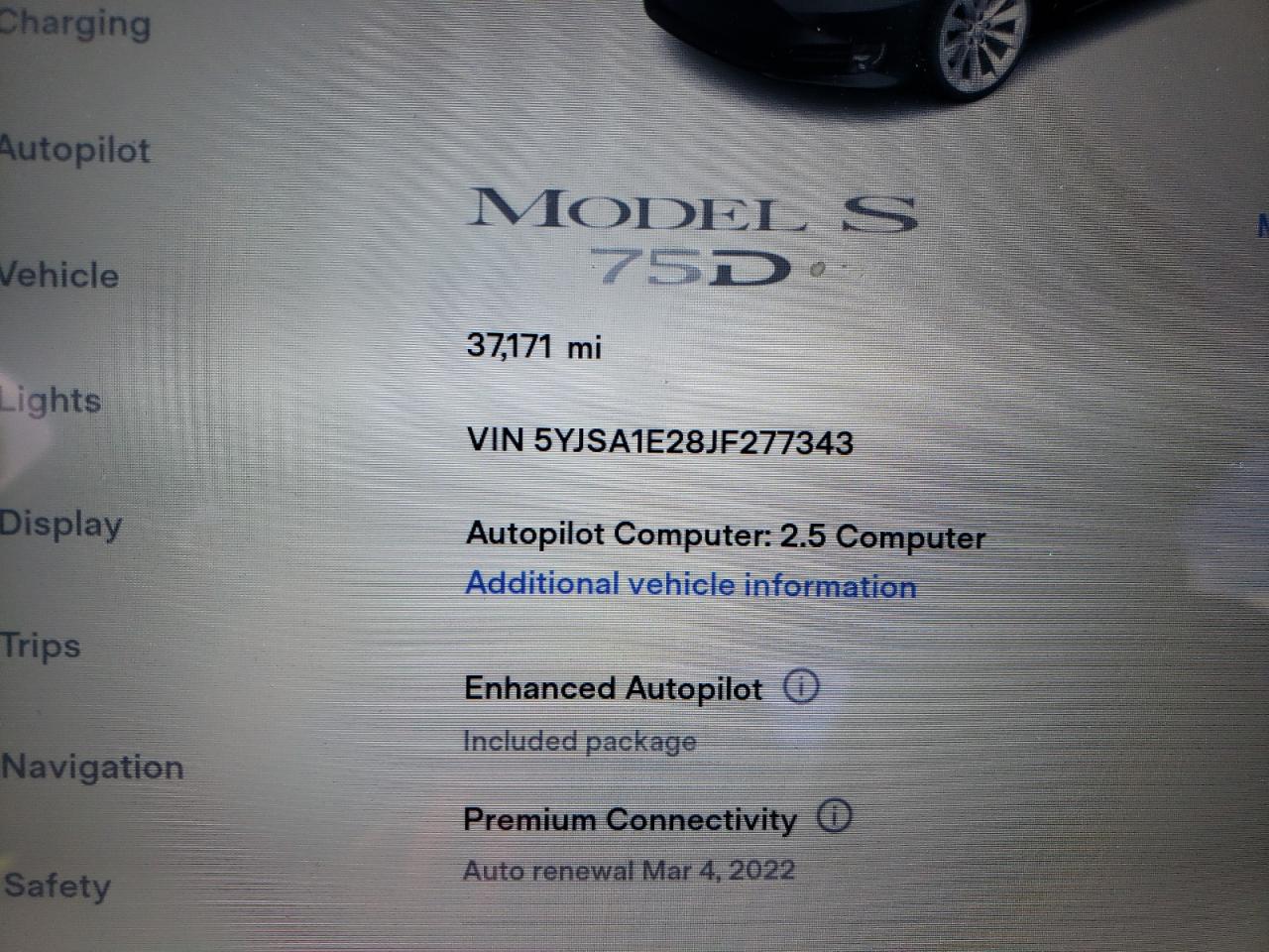 Photo 8 from auction – 2018 TESLA MODEL S with VIN 5YJSA1E28JF277343