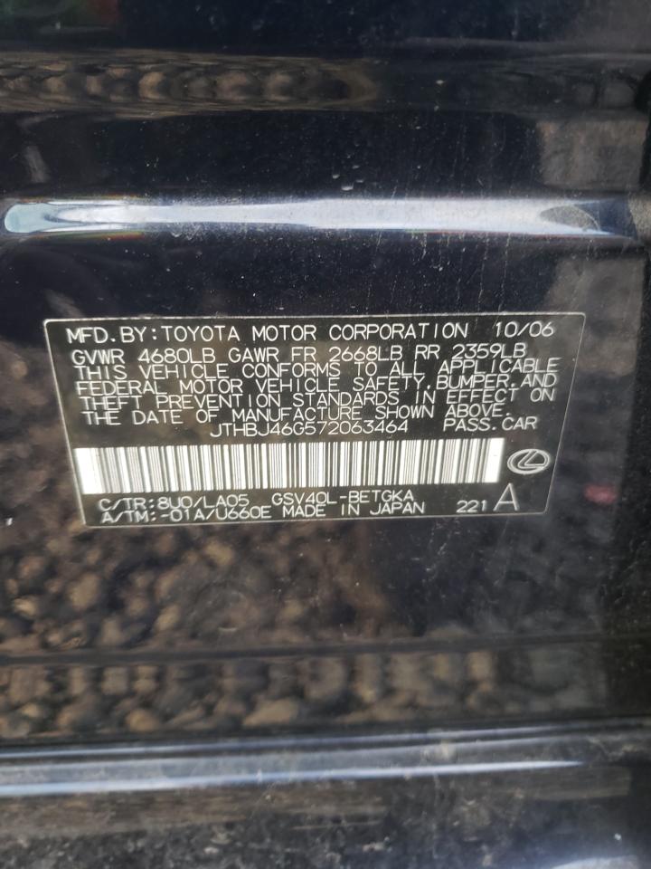 Photo 10 from auction – 2007 LEXUS ES 350 with VIN JTHBJ46G572063464