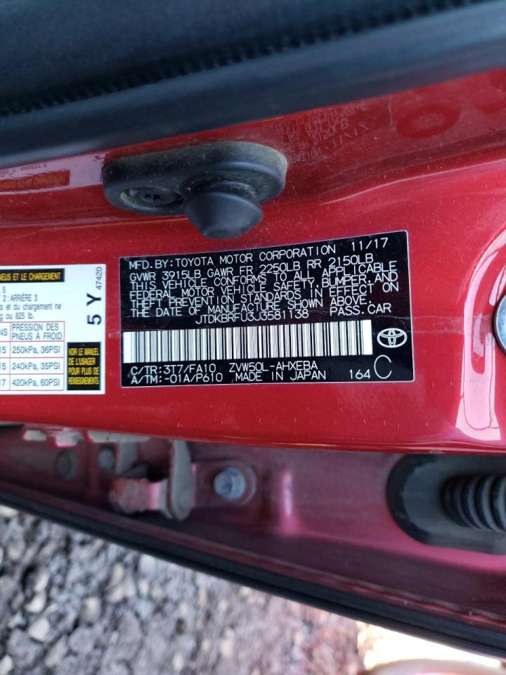 Photo 10 from auction – 2018 TOYOTA PRIUS with VIN JTDKBRFU3J3581138