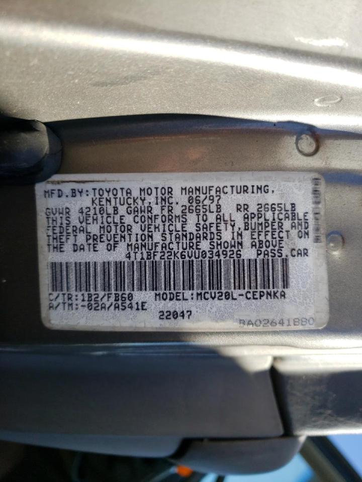 Photo 10 from auction – 1997 TOYOTA CAMRY CE with VIN 4T1BF22K6VU034926