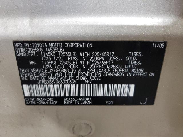 Photo 10 from auction – 2006 TOYOTA RAV4 with VIN JTMBD33V366000635