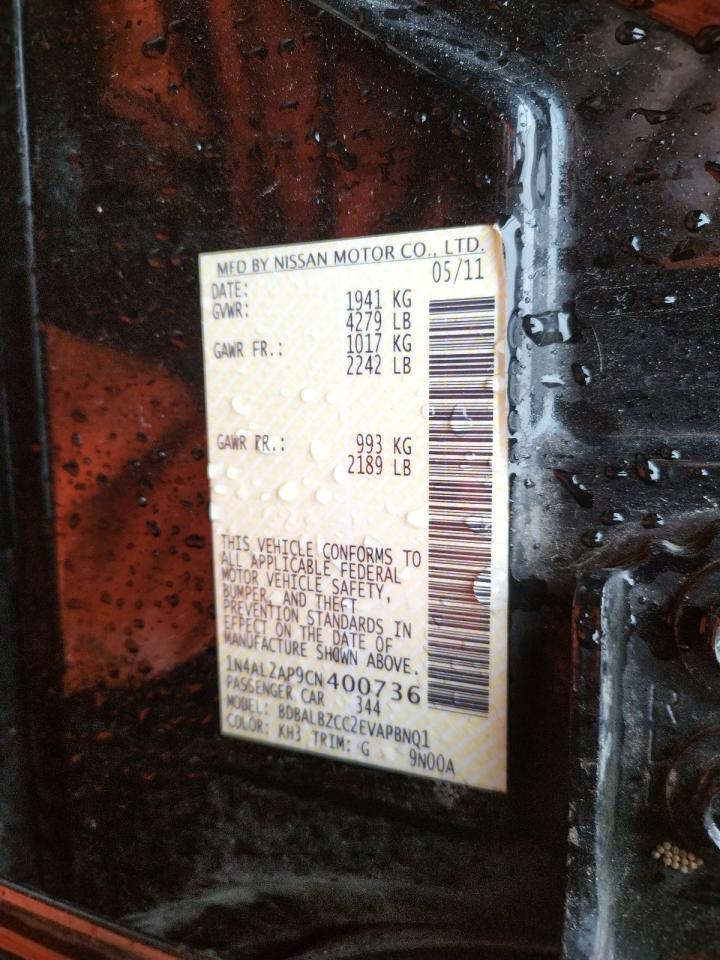 Photo 10 from auction – 2012 NISSAN ALTIMA BAS with VIN 1N4AL2AP9CN400736