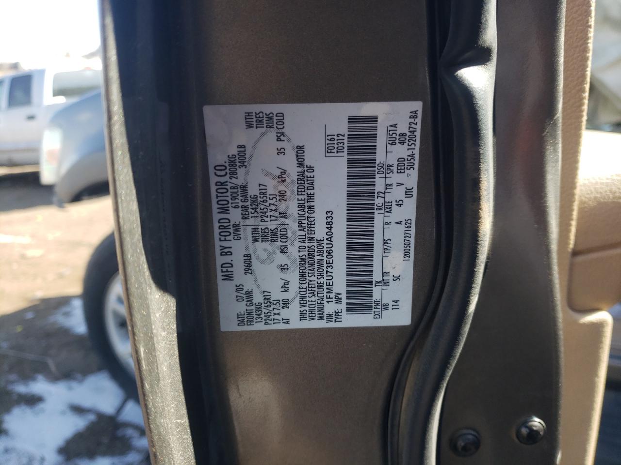 Photo 10 from auction – 2006 FORD EXPLORER X with VIN 1FMEU73E06UA04833