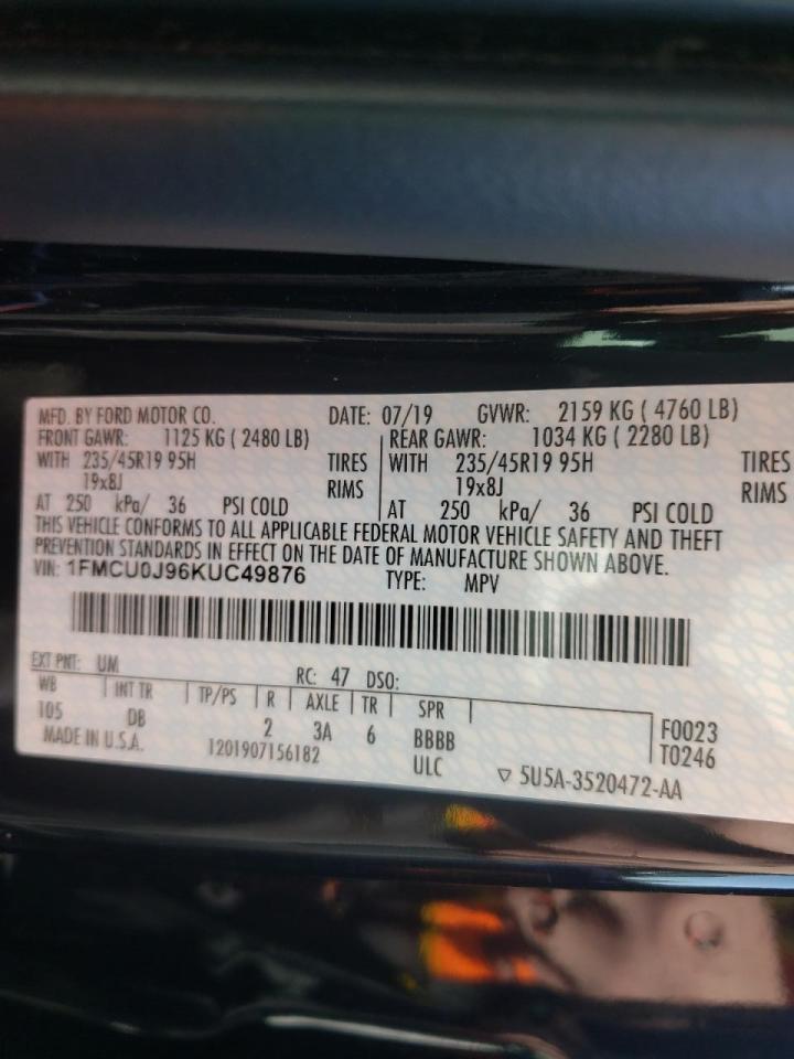 Photo 10 from auction – 2019 FORD ESCAPE TIT with VIN 1FMCU0J96KUC49876