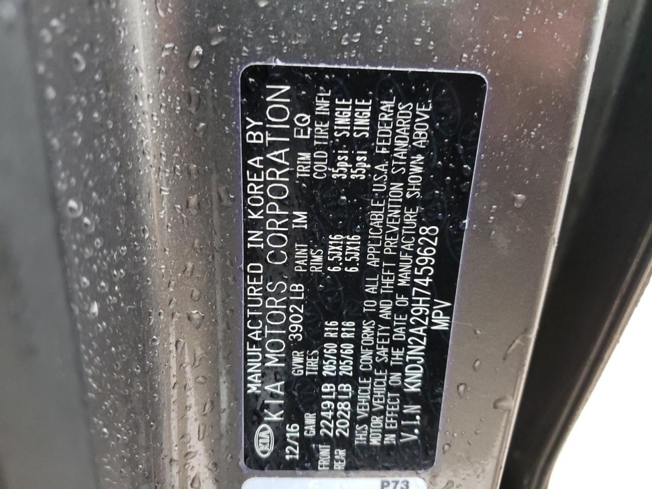 Photo 10 from auction – 2017 KIA SOUL with VIN KNDJN2A29H7459628