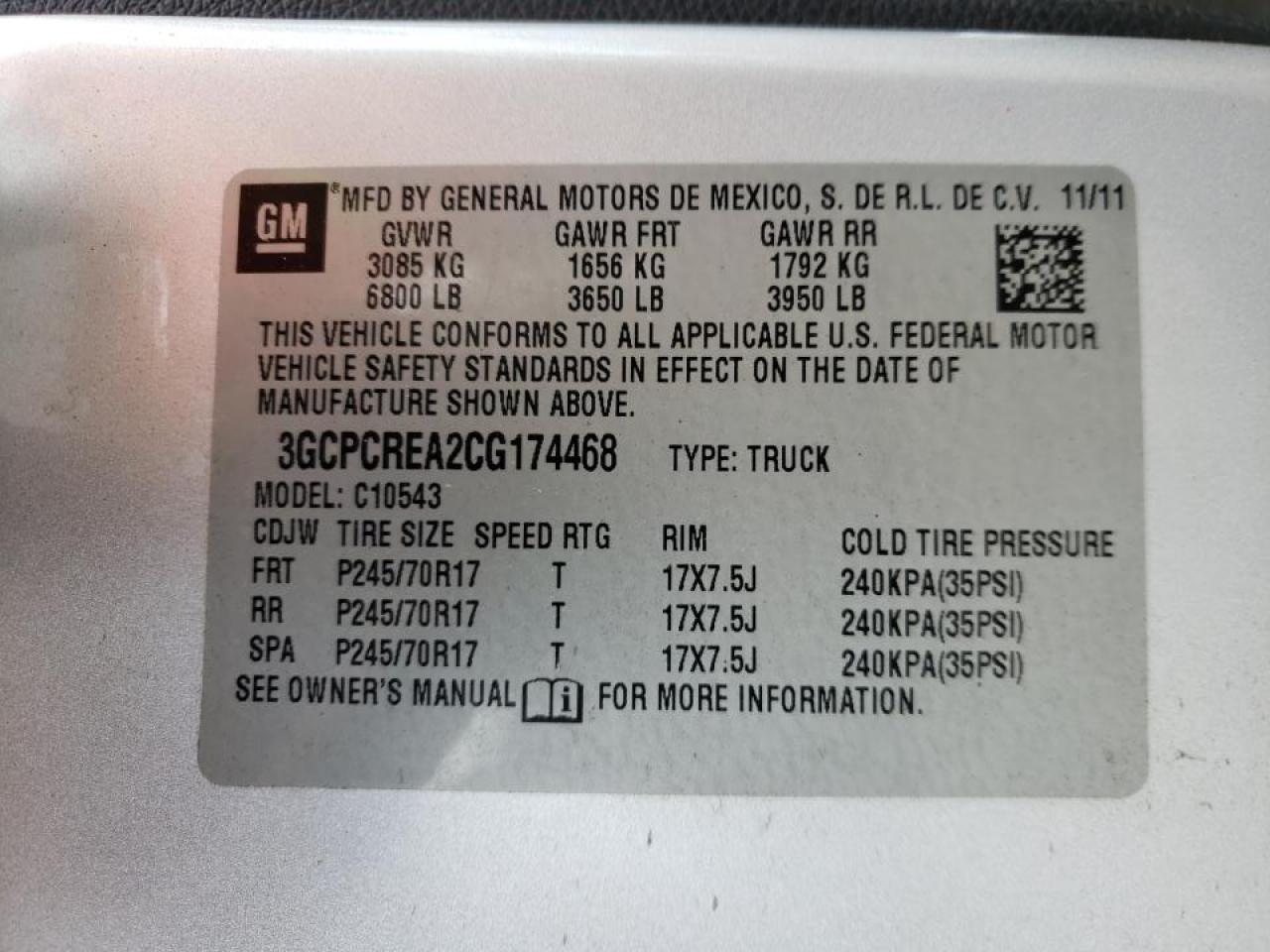 Photo 10 from auction – 2012 CHEVROLET SILVERADO with VIN 3GCPCREA2CG174468