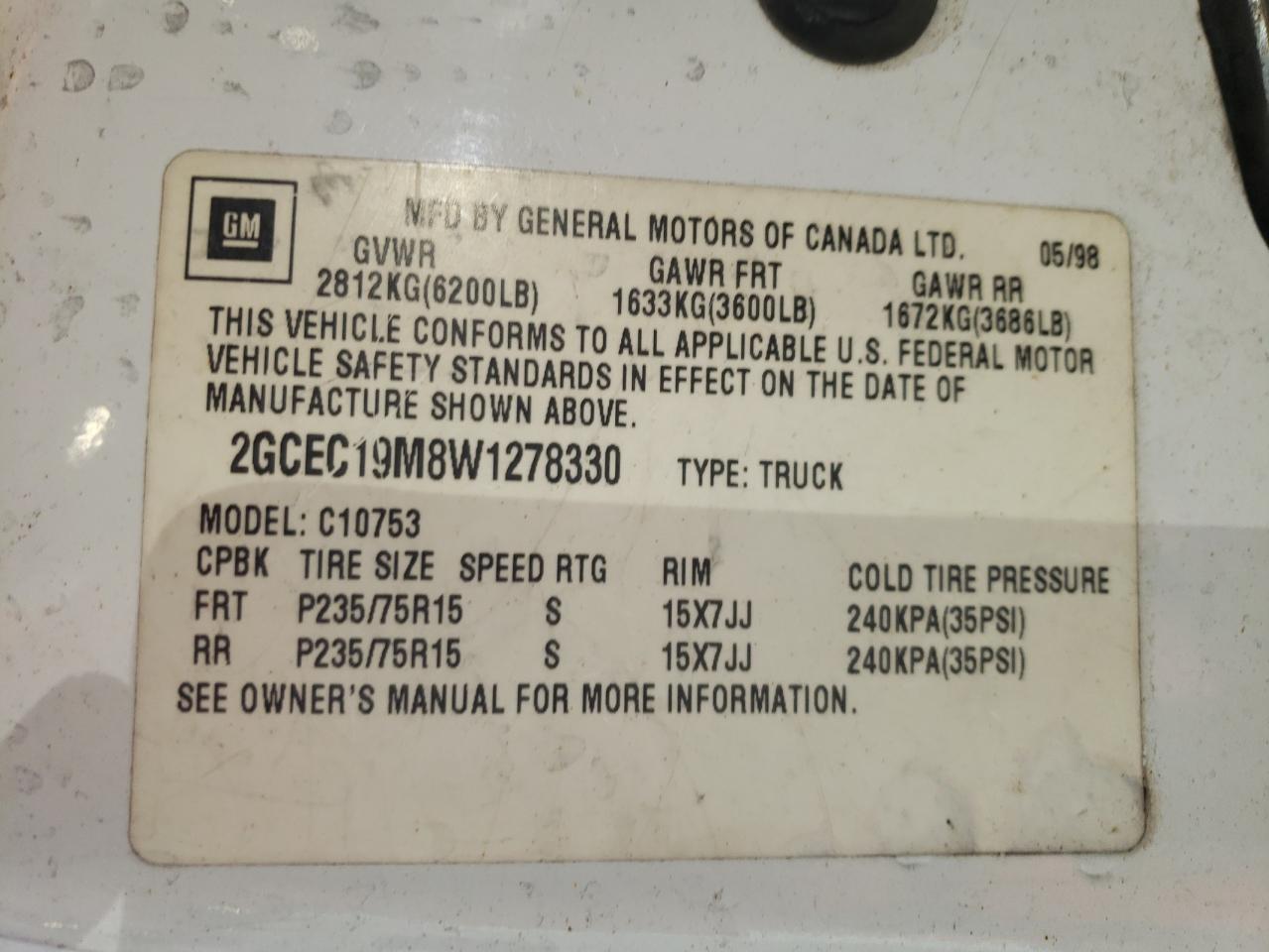 Photo 10 from auction – 1998 CHEVROLET GMT-400 C1 with VIN 2GCEC19M8W1278330