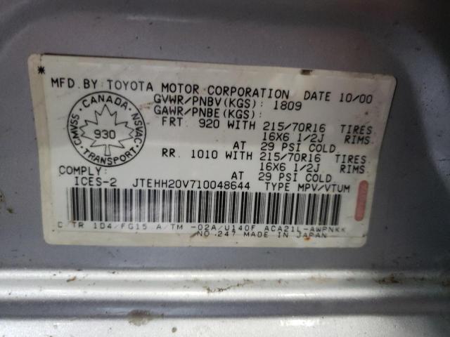 Photo 10 from auction – 2001 TOYOTA RAV4 with VIN JTEHH20V710048644