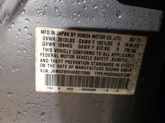 Photo 10 from auction – 2010 HONDA FIT with VIN JHMGE8H24AS012905
