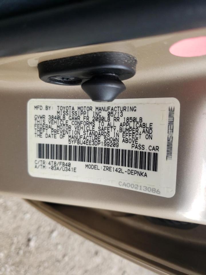 Foto 10 de la subasta – 2013 TOYOTA COROLLA BA con VIN 5YFBU4EE3DP199209