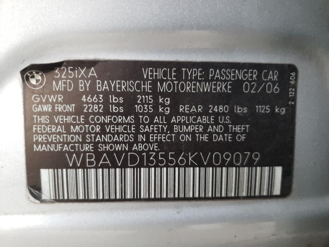 Photo 10 from auction – 2006 BMW 325 XI with VIN WBAVD13556KV09079