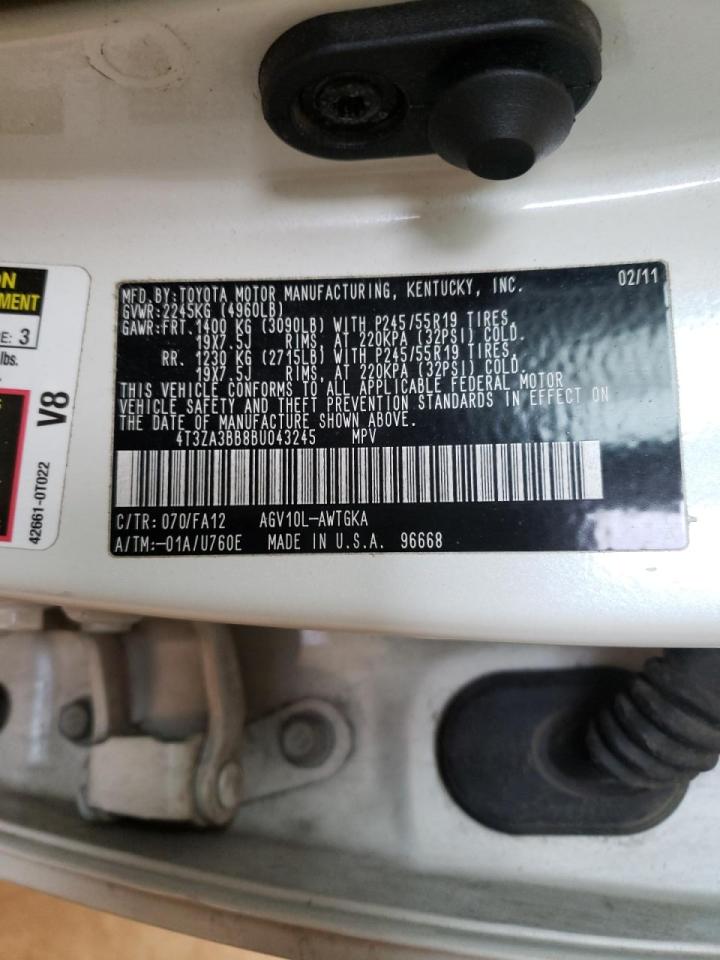 Photo 10 from auction – 2011 TOYOTA VENZA with VIN 4T3ZA3BB8BU043245