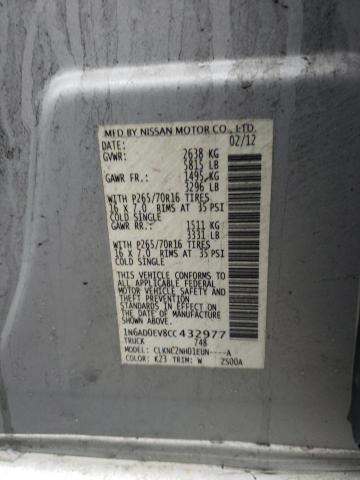 Photo 10 from auction – 2012 NISSAN FRONTIER S with VIN 1N6AD0EV8CC432977