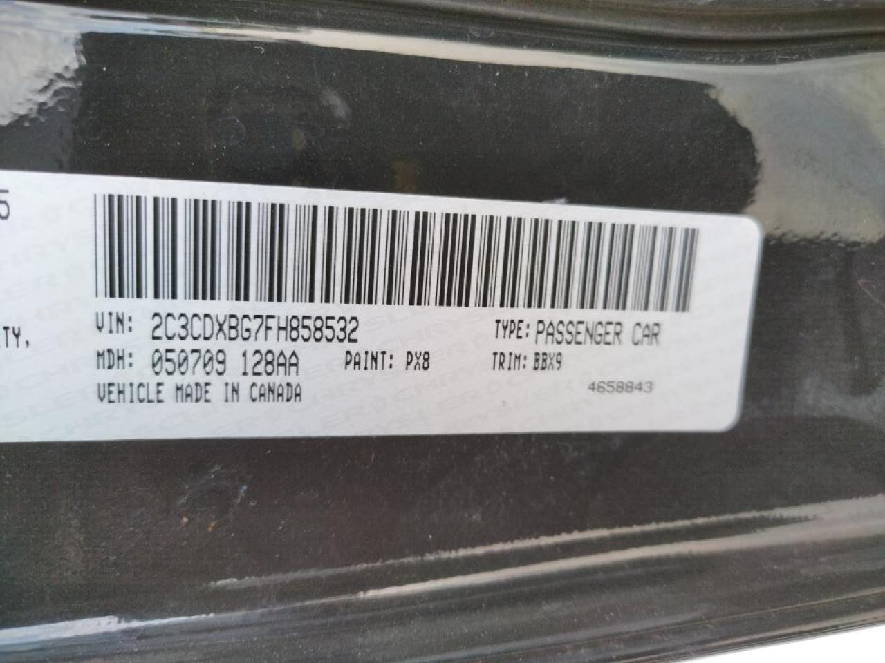 Photo 10 from auction – 2015 DODGE CHARGER SE with VIN 2C3CDXBG7FH858532