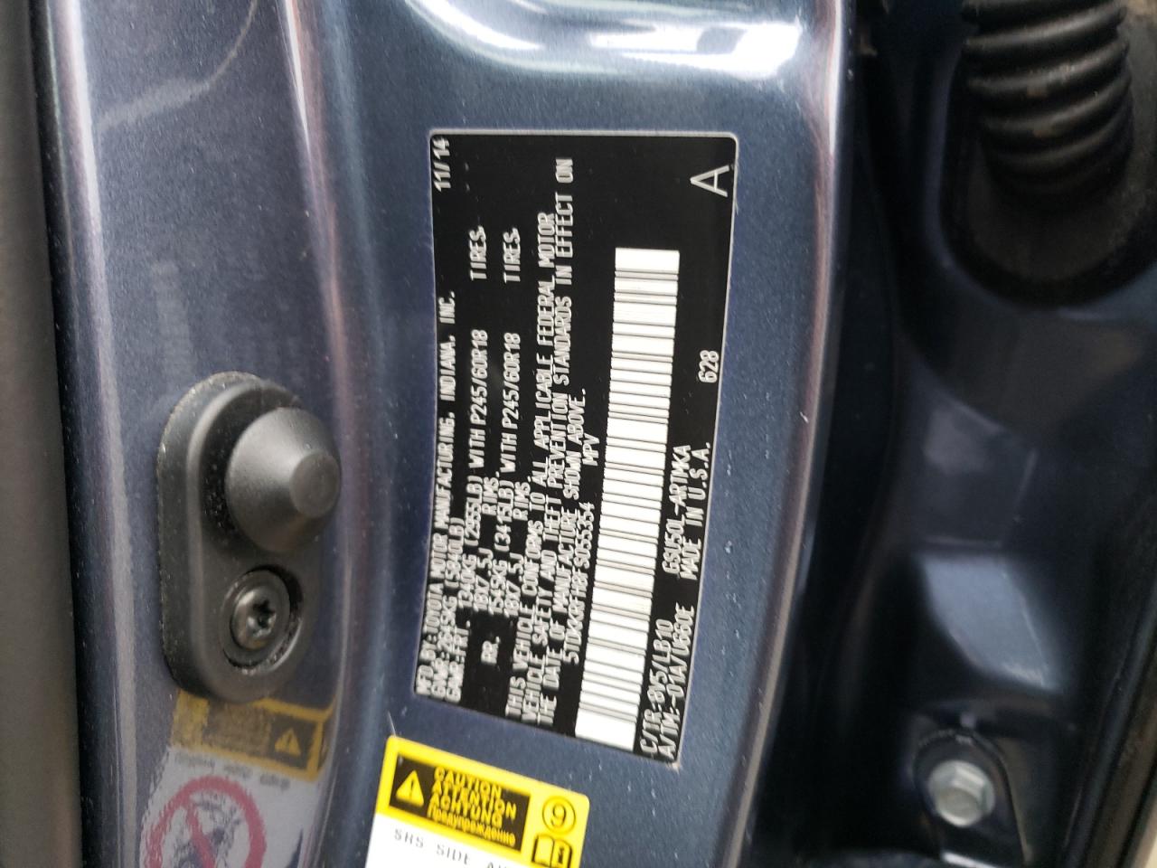 Photo 10 from auction – 2015 TOYOTA HIGHLANDER with VIN 5TDKKRFH8FS055354