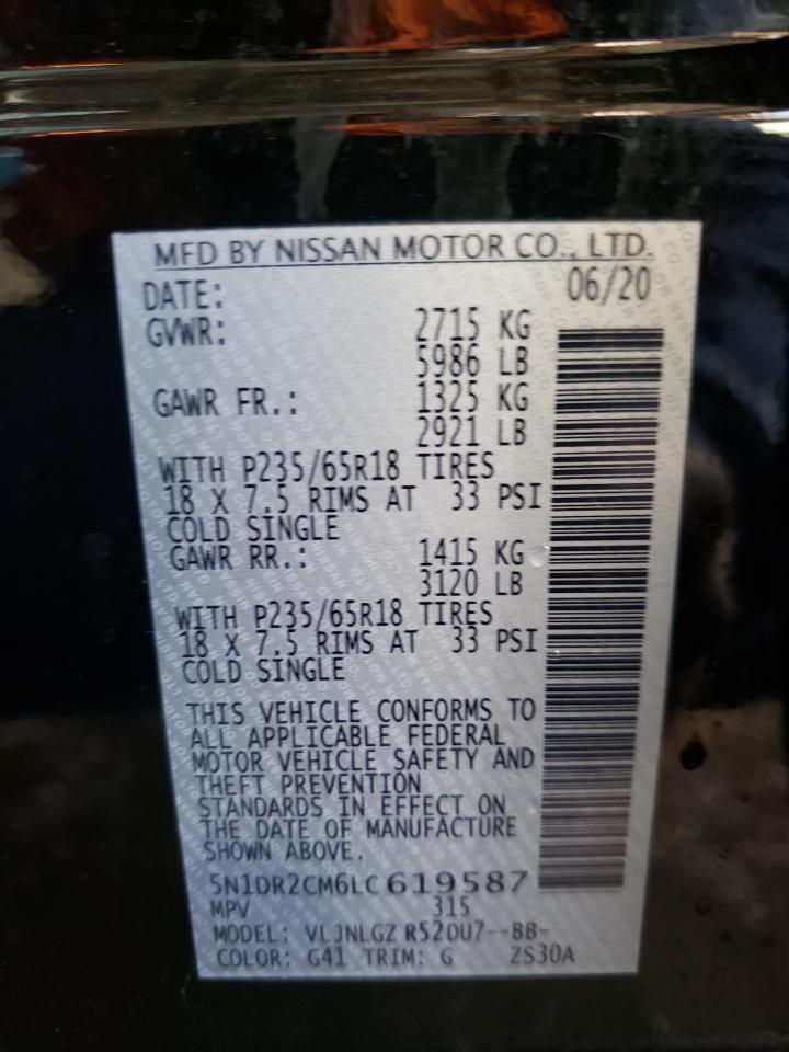 Photo 10 from auction – 2020 NISSAN PATHFINDER with VIN 5N1DR2CM6LC619587