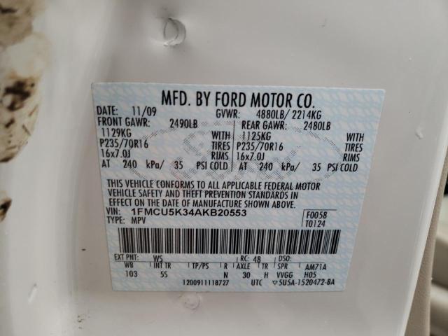 Photo 10 from auction – 2010 FORD ESCAPE HYB with VIN 1FMCU5K34AKB20553