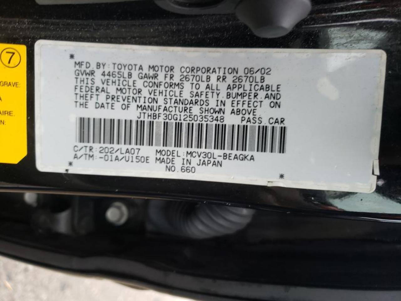 Photo 10 from auction – 2002 LEXUS ES 300 with VIN JTHBF30G125035348