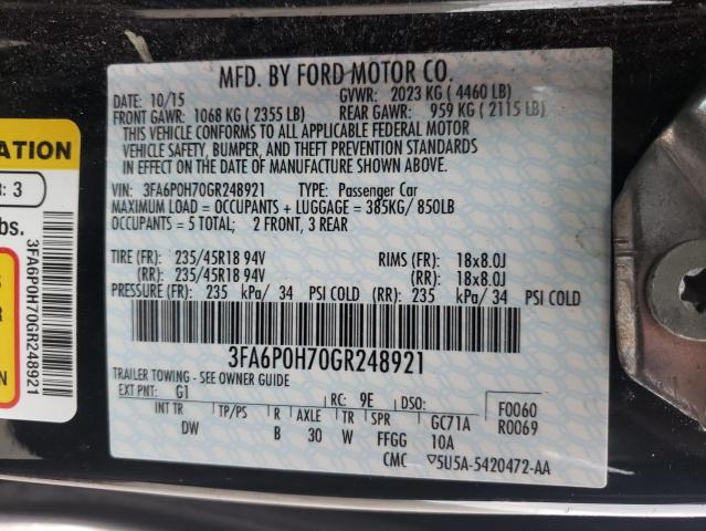 Photo 10 from auction – 2016 FORD FUSION SE with VIN 3FA6P0H70GR248921