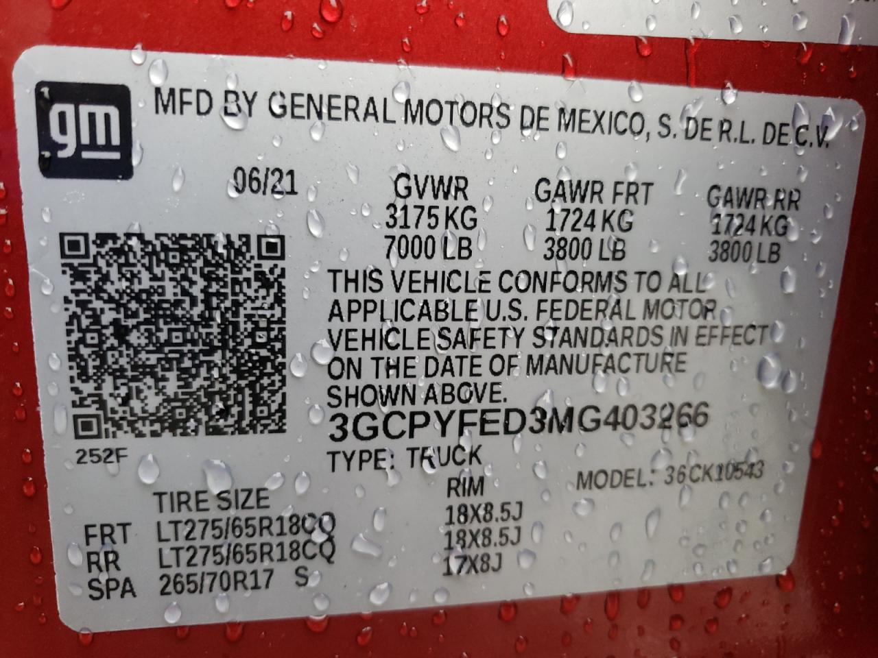 Photo 10 from auction – 2021 CHEVROLET SILVERADO with VIN 3GCPYFED3MG403266