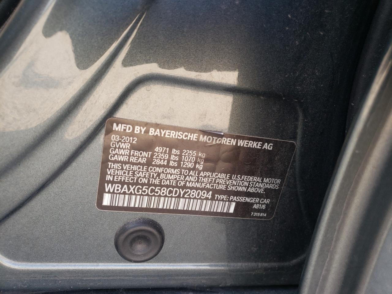 Zdjęcie 10 z aukcji – 2012 BMW 528 I z VIN WBAXG5C58CDY28094
