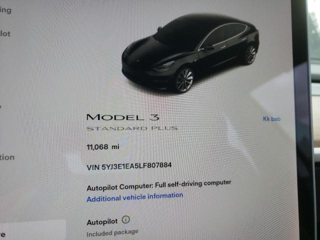 Photo 8 from auction – 2020 TESLA MODEL 3 with VIN 5YJ3E1EA5LF807884