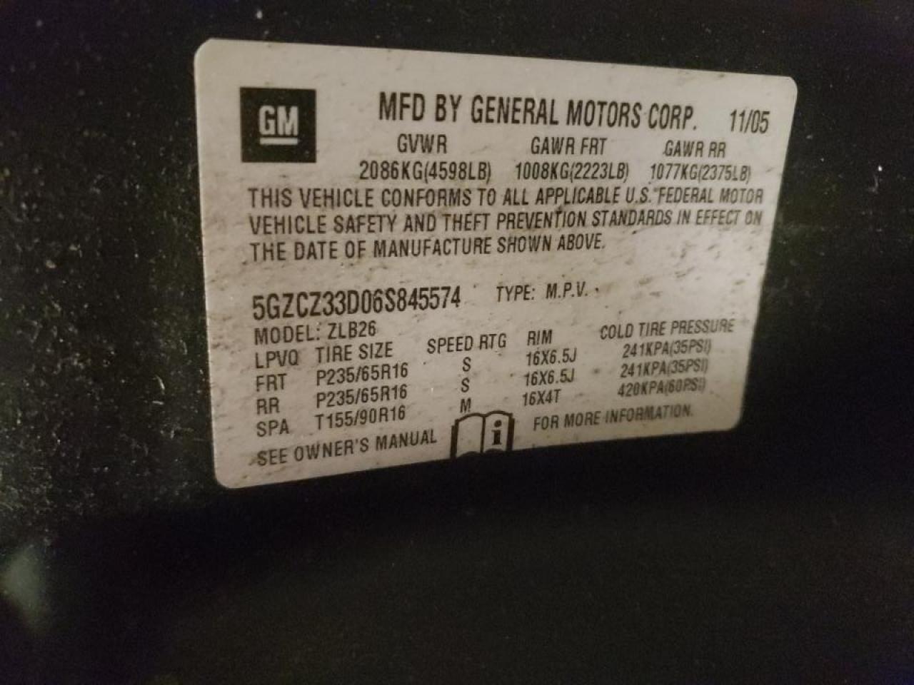 Photo 20 from auction – 2006 SATURN VUE with VIN 5GZCZ33D06S845574