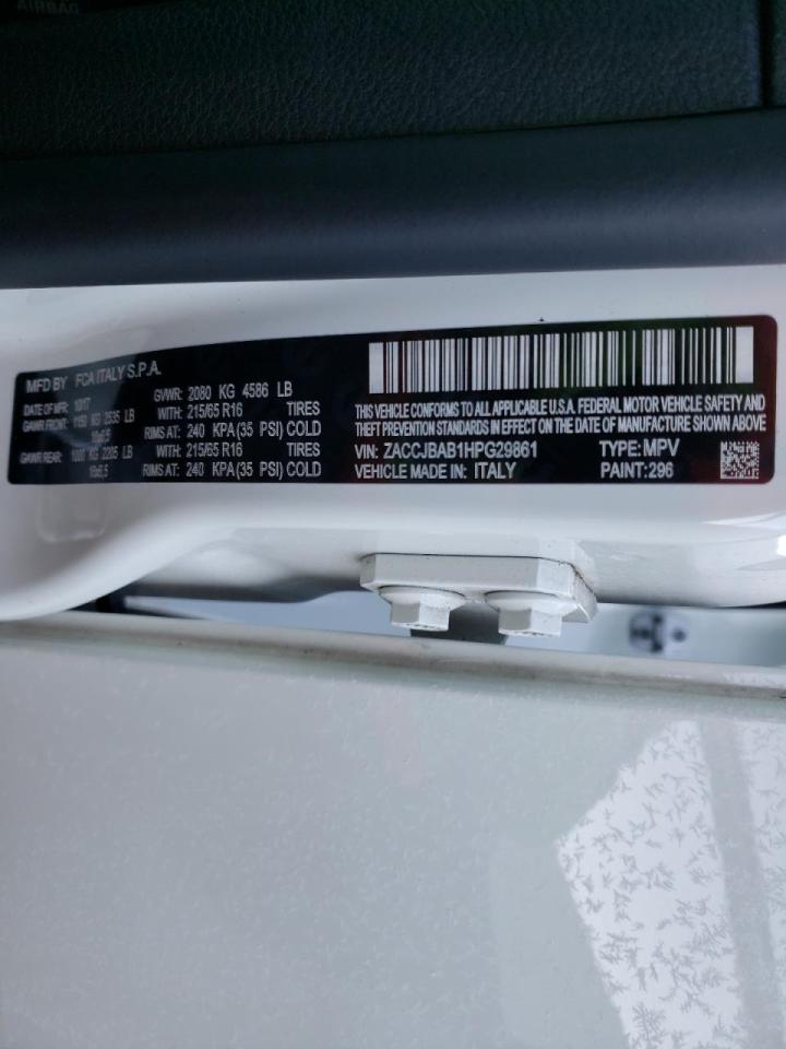 Photo 10 from auction – 2017 JEEP RENEGADE S with VIN ZACCJBAB1HPG29861