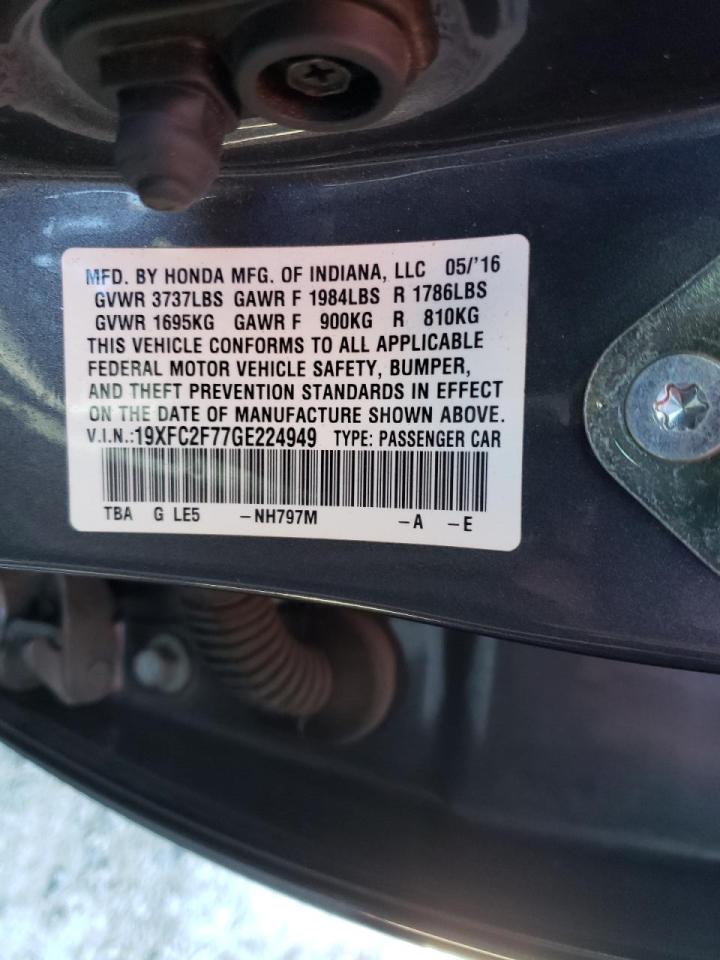 Photo 10 from auction – 2016 HONDA CIVIC EX with VIN 19XFC2F77GE224949