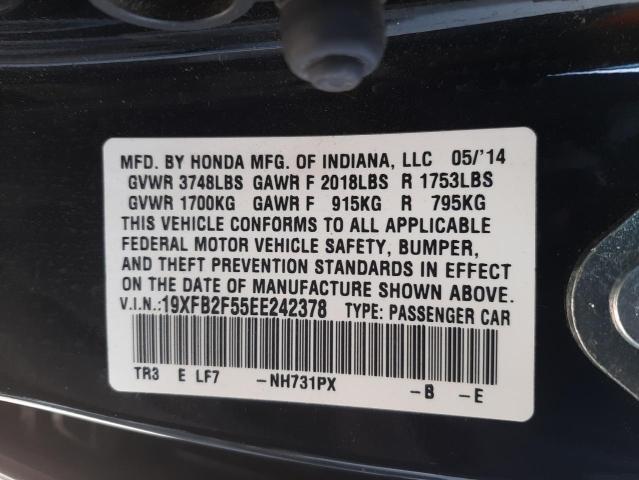 Photo 10 from auction – 2014 HONDA CIVIC LX with VIN 19XFB2F55EE242378
