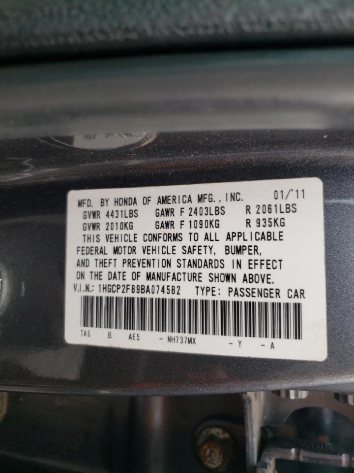 Photo 10 from auction – 2011 HONDA ACCORD EXL with VIN 1HGCP2F89BA074582