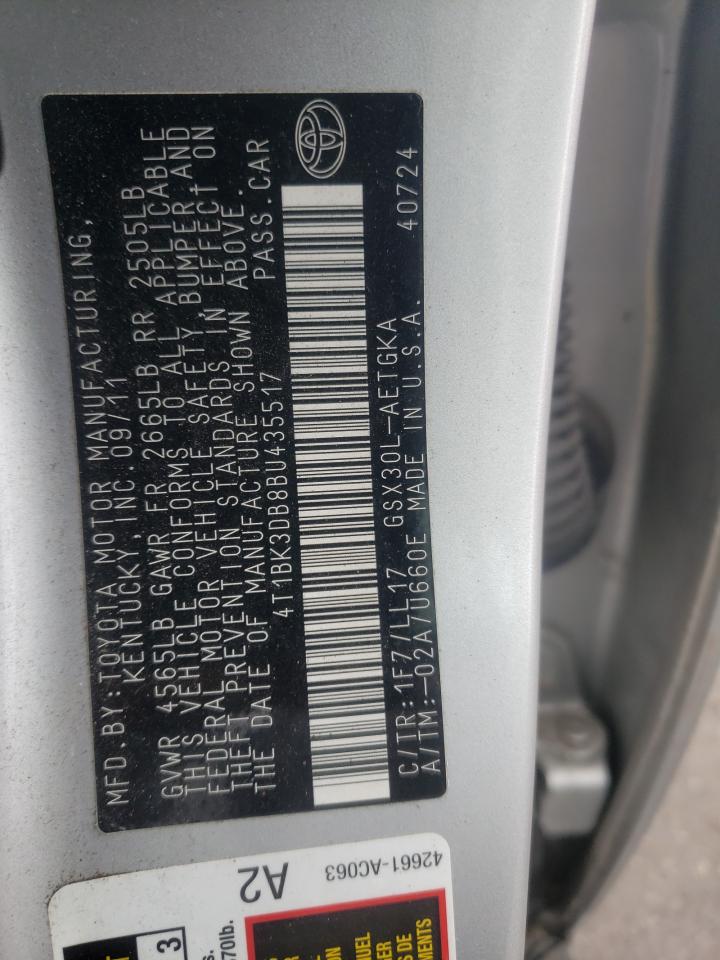 Photo 10 from auction – 2011 TOYOTA AVALON BAS with VIN 4T1BK3DB8BU435517