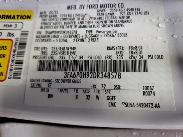 Photo 10 from auction – 2013 FORD FUSION SE with VIN 3FA6P0H92DR348578