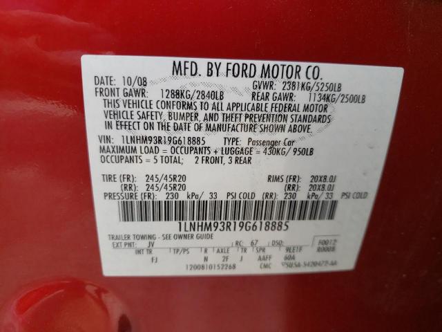 Photo 10 from auction – 2009 LINCOLN MKS with VIN 1LNHM93R19G618885