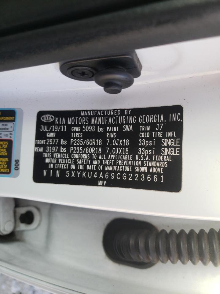 Photo 10 from auction – 2012 KIA SORENTO EX with VIN 5XYKU4A69CG223661
