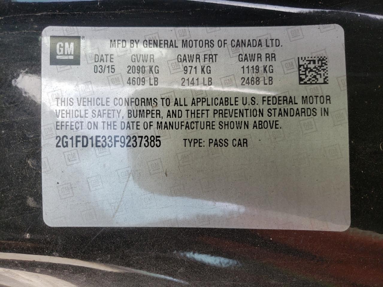 Фото 10 с аукциона – 2015 CHEVROLET CAMARO LT с VIN 2G1FD1E33F9237385