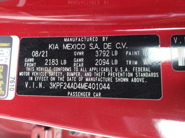 Photo 10 from auction – 2021 KIA FORTE FE with VIN 3KPF24AD4ME401044