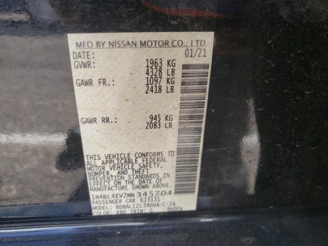 Photo 10 from auction – 2021 NISSAN ALTIMA SL with VIN 1N4BL4EV2MN345704