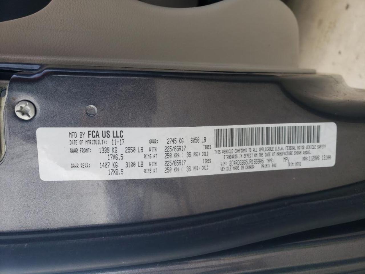 Photo 10 from auction – 2018 DODGE GRAND CARA with VIN 2C4RDGBG5JR165905