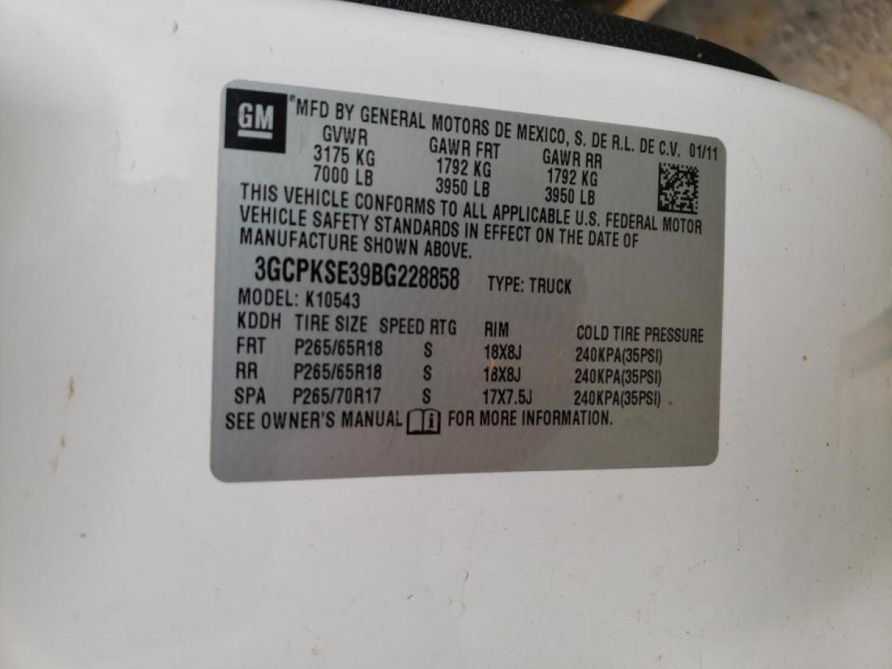Photo 10 from auction – 2011 CHEVROLET SILVERADO with VIN 3GCPKSE39BG228858