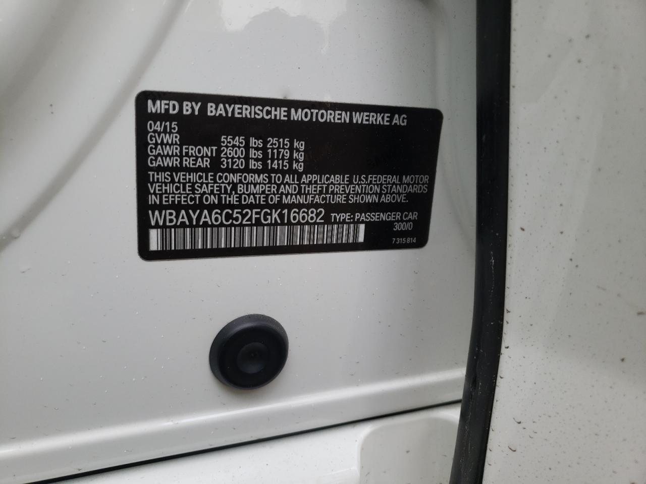 Photo 10 from auction – 2015 BMW 740 I with VIN WBAYA6C52FGK16682