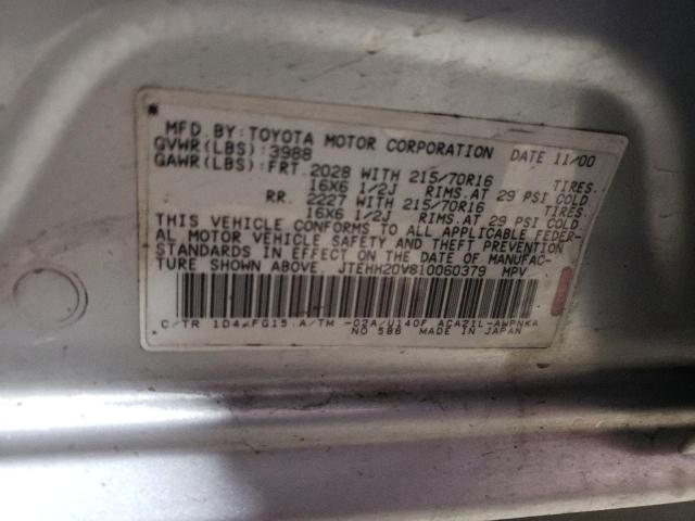 Photo 10 from auction – 2001 TOYOTA RAV4 with VIN JTEHH20V810060379